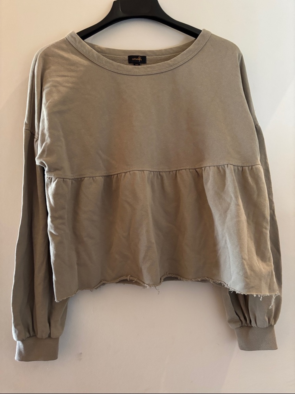 On twelfth Olive Peplum Pullover Sweatshirt